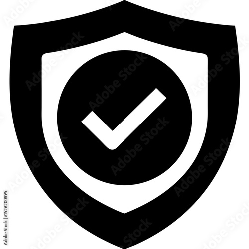 Secure Shield Icon with Check Mark Inside – Safety and Protection Symbol