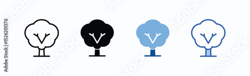 Tree icon sheet multiple style collection isolated vector