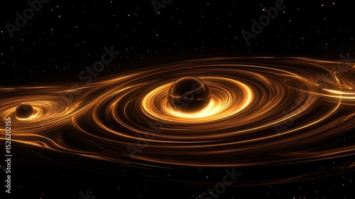 Exploring a luminous accretion disk and glowing event horizon in the depths of space at a distant galaxy, wallpaper, background