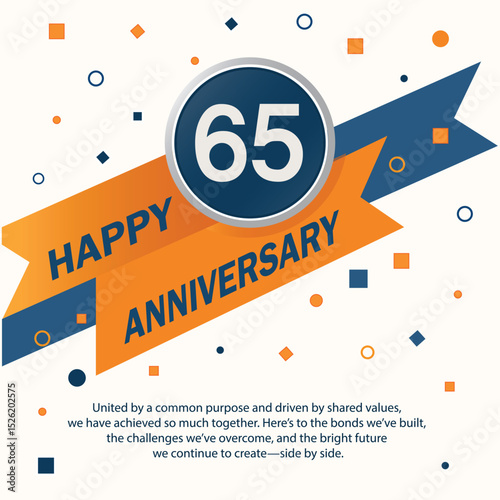 Modern Happy 65th Anniversary Card Design