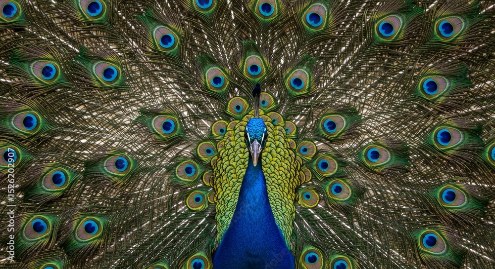 Obraz premium Peacock Displaying Its Plumage with Eye Spot Feathers