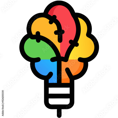 Creative Brain Inside Light Bulb Icon – Innovation and Intelligence Concept