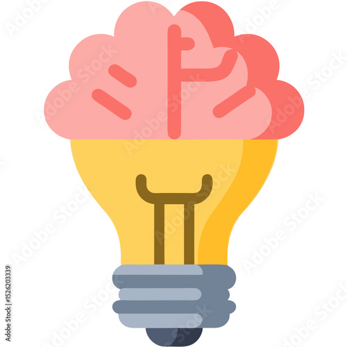 Creative Brain Inside Light Bulb Icon – Innovation and Intelligence Concept