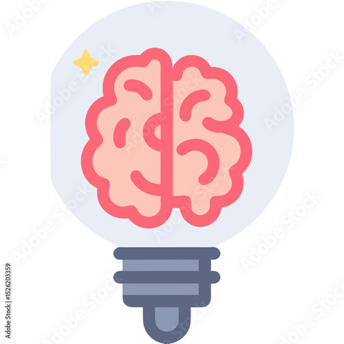 Creative Brain Inside Light Bulb Icon – Innovation and Intelligence Concept