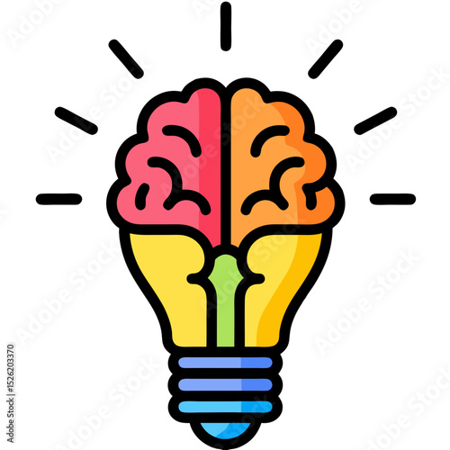 Creative Brain Inside Light Bulb Icon – Innovation and Intelligence Concept
