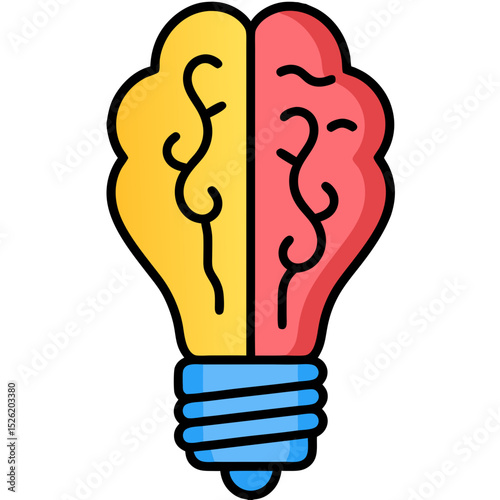 Creative Brain Inside Light Bulb Icon – Innovation and Intelligence Concept