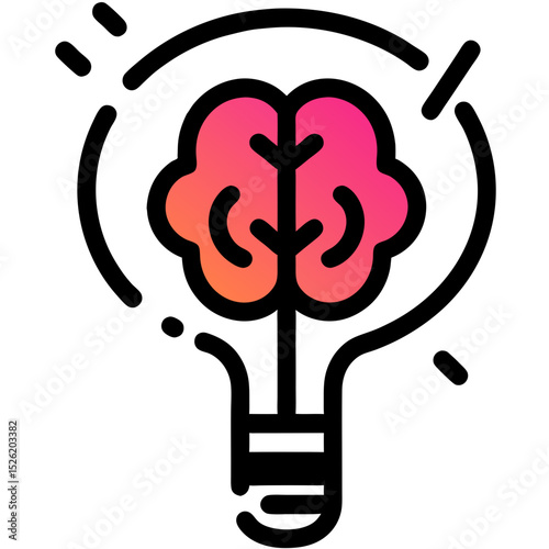 Creative Brain Inside Light Bulb Icon – Innovation and Intelligence Concept