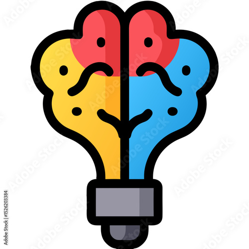 Creative Brain Inside Light Bulb Icon – Innovation and Intelligence Concept