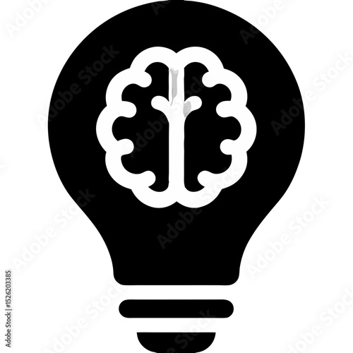Creative Brain Inside Light Bulb Icon – Innovation and Intelligence Concept