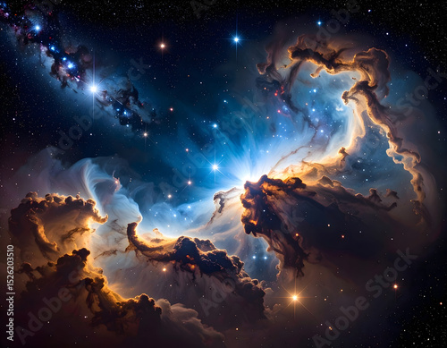 Celestial Nebula Cosmic Cloudscape of Glowing Gas and Stars