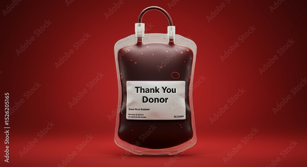 Naklejka premium Blood bag with Thank You Donor message