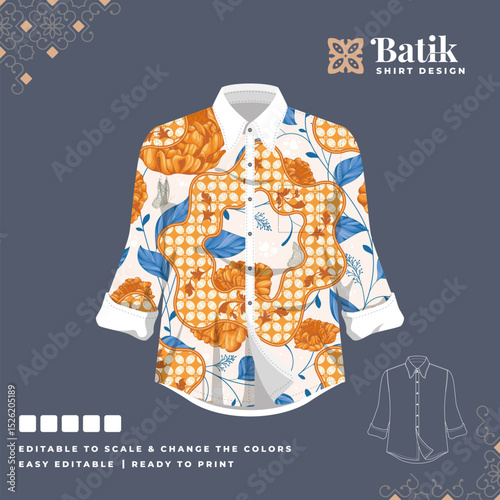 beautiful batik shirt template design 74
