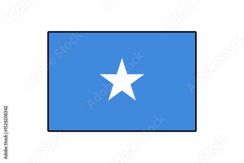 The flag of Somalia features a light blue background with a prominent white five-pointed star at its center. This symbol represents the unity of the Somali people.
