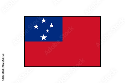 The flag of Samoa features a blue rectangle with five white stars and a red field, symbolizing the nation's identity and heritage. It represents pride and unity for the Samoan people.