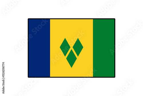 The flag of Saint Vincent and the Grenadines features a distinct design with blue, yellow, and green colors, symbolizing the nation's identity and cultural heritage.