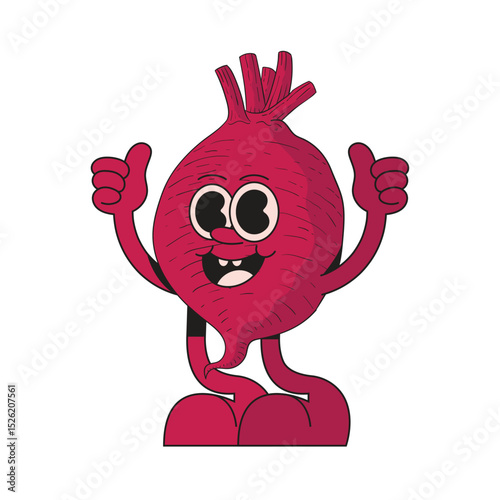 Beet mascot logo retro character cartoon icon illustration