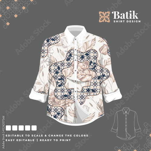 beautiful batik shirt template design 60