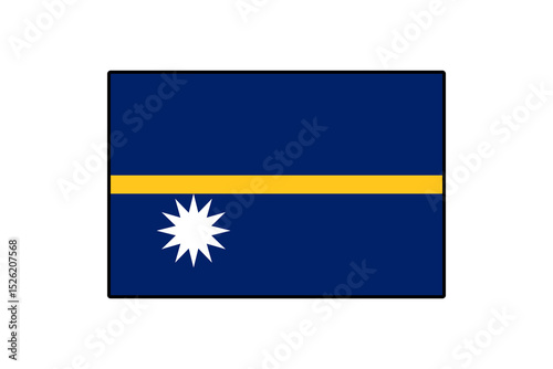 This vector showcases the flag of Nauru, featuring a deep blue field with a yellow horizontal stripe and a white star. It symbolizes the country's identity and heritage.