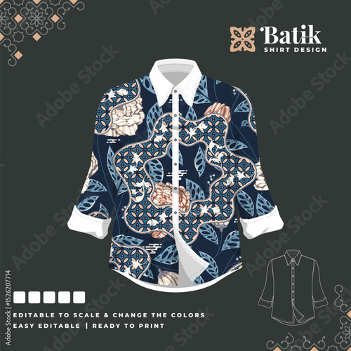 beautiful batik shirt template design 59
