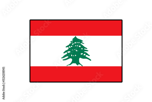 The Lebanese flag features a red and white design with a prominent green cedar tree symbolizing peace and resilience, commonly displayed during national events and celebrations.