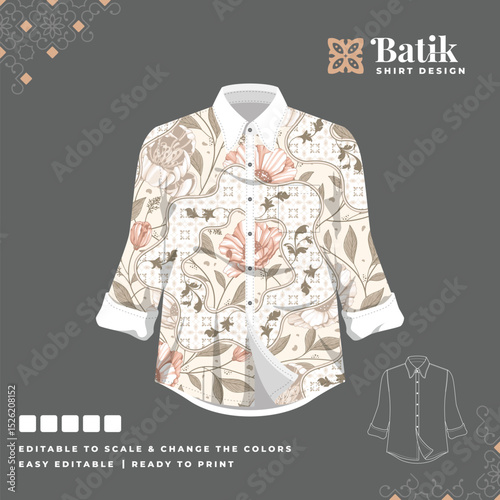 beautiful batik shirt template design 54
