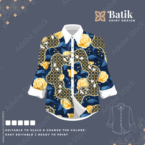 beautiful batik shirt template design 52