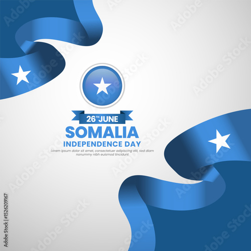 Somalia independence day Square banner background with waving flag illustration