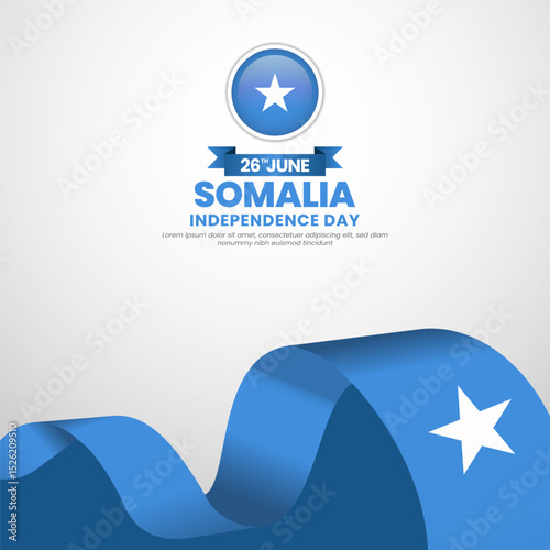 Somalia independence day Square banner background with waving flag illustration
