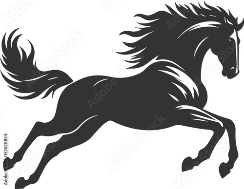 Running horse silhouette vector drawing artwork