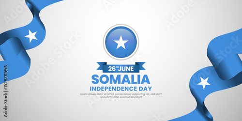Somalia waving ribbon flag for independence day banner design