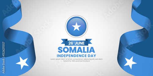 Somalia independence day banner background 26 June design element with waving ribbon flag