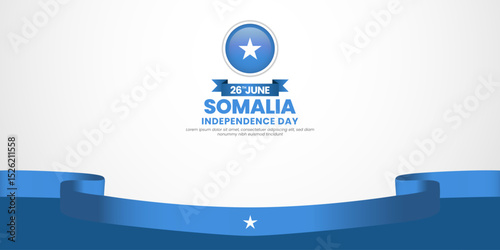 Somalia independence day banner background 26 June design element with waving ribbon flag