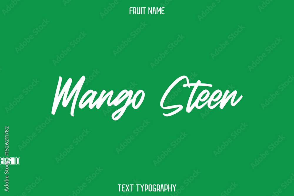 Mango Steen  -Fruit Name In Stylish Typography Text Lettering