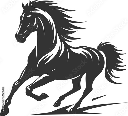 Running horse silhouette vector drawing artwork