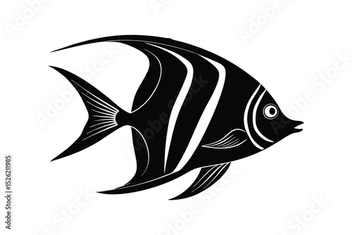 Silhouette art illustration in side view of an angelfish.eps