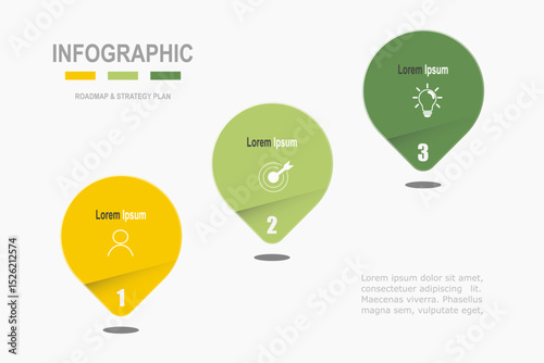 For business concept with 3 steps infographics,  multicolor shape,  design for workflow layout, diagram, annual report, web design. vector illustration