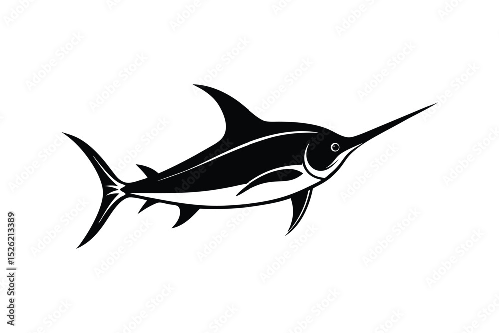 Fototapeta premium Silhouette art illustration in side view of a marlin fish.eps