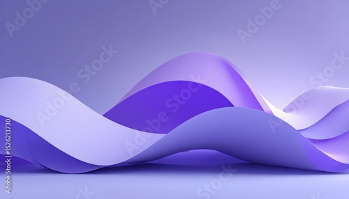 Fluid Paper Waves in Purple Hues, Abstract 3D Background Design, Dynamic and Flowing Shapes