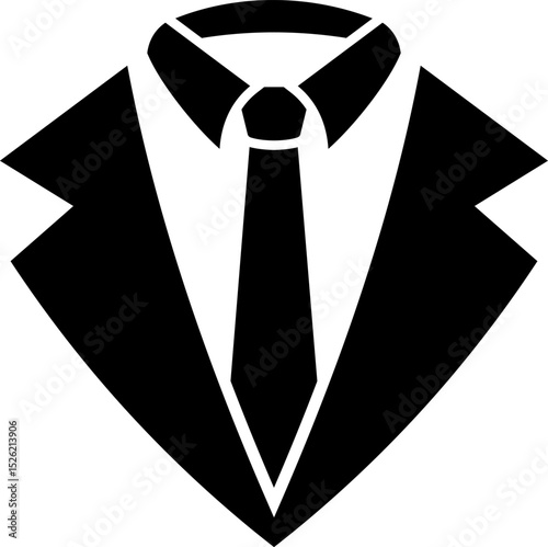 Tie with suit jacket icon in flat style.