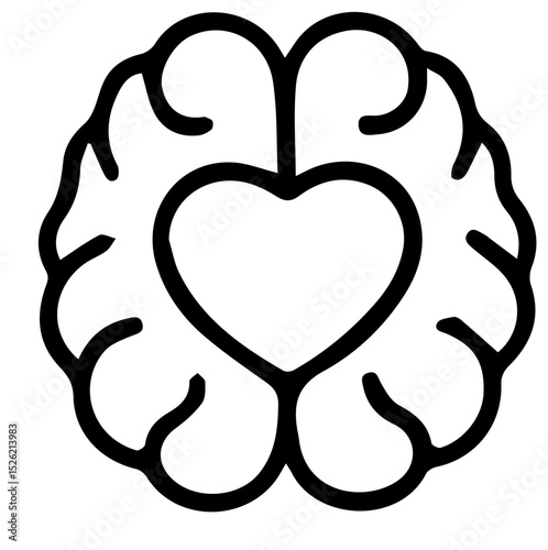 Heart in the Brain a Symbol of Emotional Intelligence Harmony Together