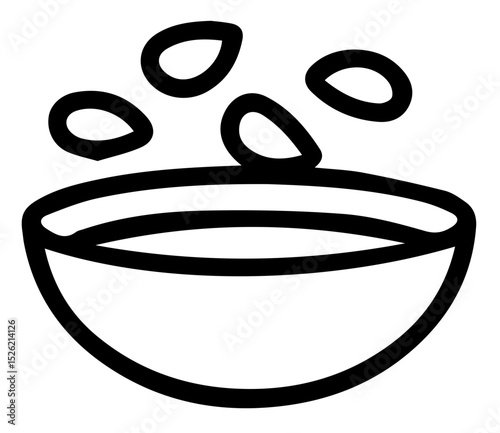 Inviting bowl filled with tasty delights simple and minimal illustration