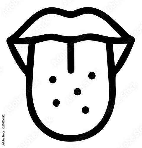 Human Tongue Illustration Depicting Taste Buds and Sensory Perception