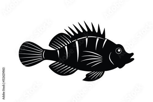Silhouette art illustration in side view of a scorpionfish.eps