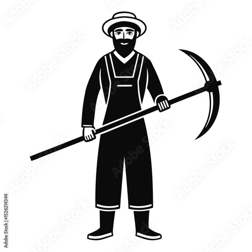 Islamic Farmer Silhouette in Traditional Attire