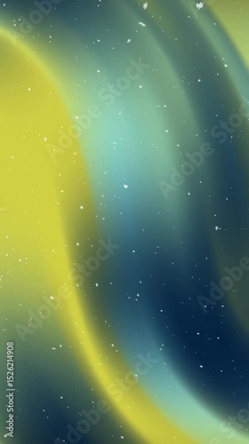 Vertical Abstract background with yellow and blue gradient swirls and falling snow effect creating a dreamy and artistic backdrop.
