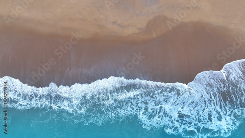 Summer  beach with seascape for summer vacation concept As Sea aerial surf wave ,amazing tropical nature background
