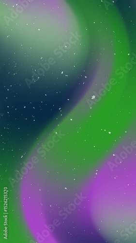 Vertical Abstract aurora borealis animation with falling snow for winter holiday season and festive celebrations background