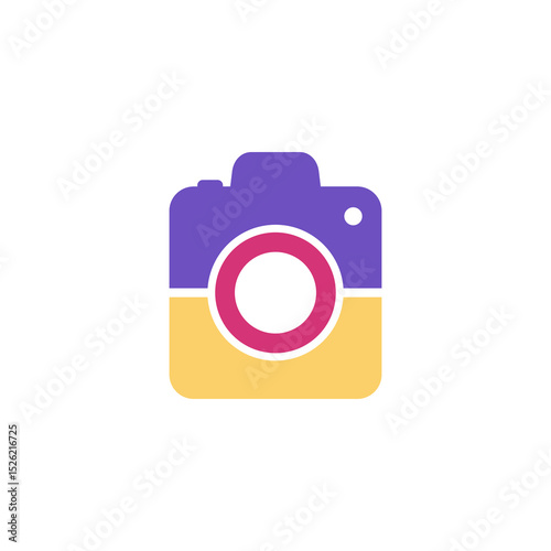 Color camera icon isolated on white background