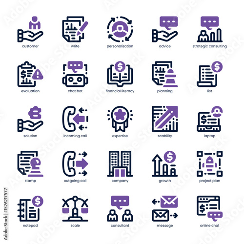 Consultant Icon pack for your website, mobile, presentation, and logo design. Consultant Icon dual tone design. Vector graphics illustration and editable stroke.