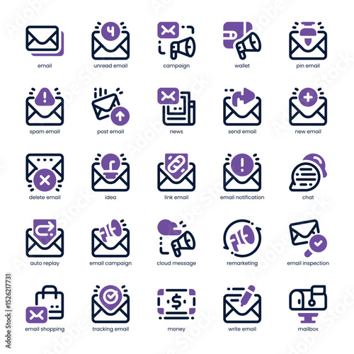 Email Campaign Icon pack for your website, mobile, presentation, and logo design. Email Campaign Icon dual tone design. Vector graphics illustration and editable stroke.